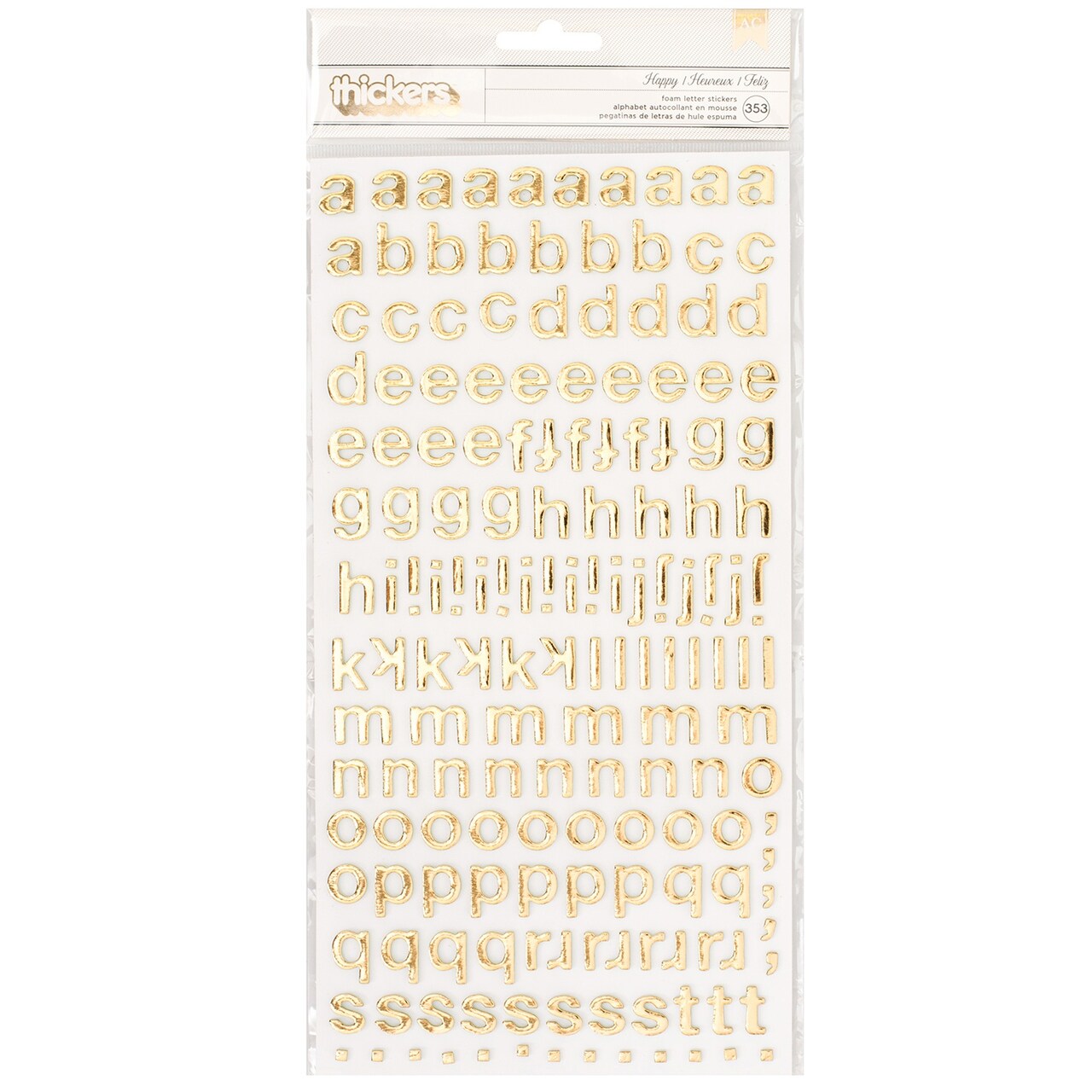 Maggie Holmes Carousel Thickers Stickers 353/Pkg-Happy Alphabet/Gold, Mint Green Foam